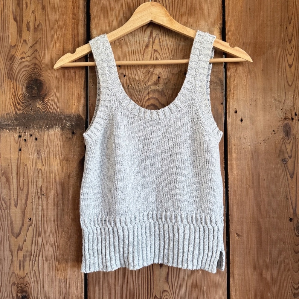 Sz XS Madewell Soft Grey / Blue Textured Minton Scoop Sweater Tank EUC